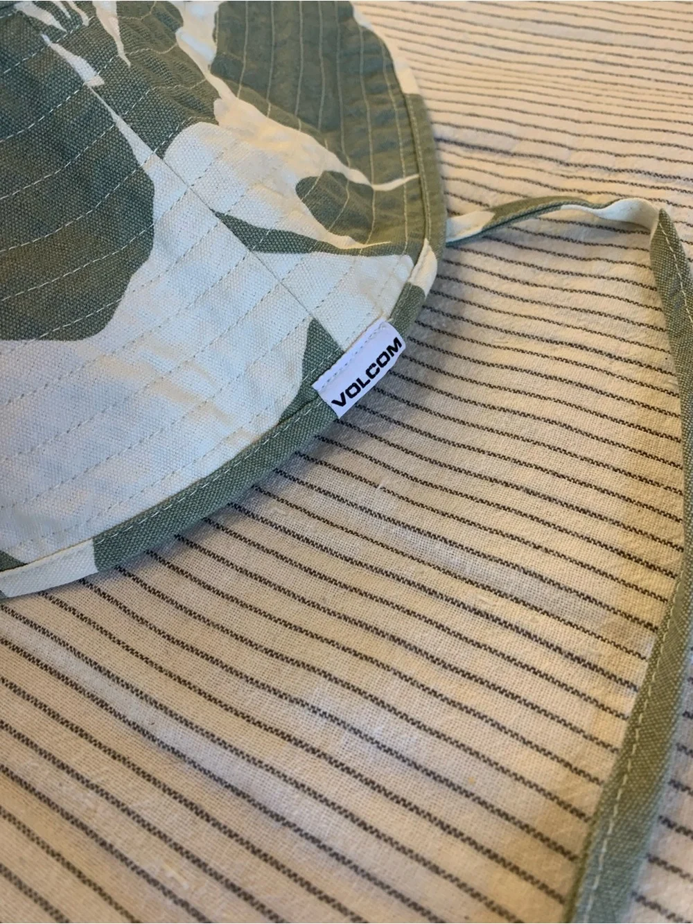 Volcom Green and White Camo Kids Bucket Hat